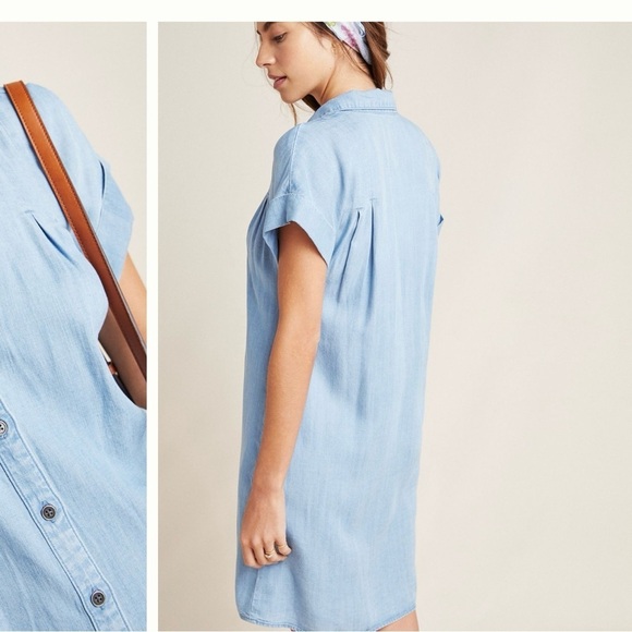 Anthropologie Cloth & Stone Janine Chambray Shirt Dress Size S - Picture 3 of 12